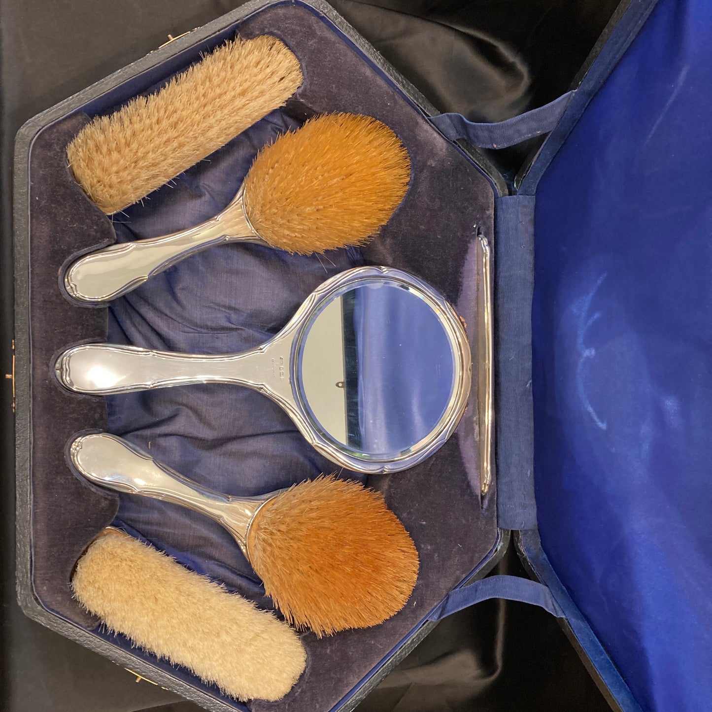 Antique large boxed 6 piece dressing table set by Hasset & Harper LTD