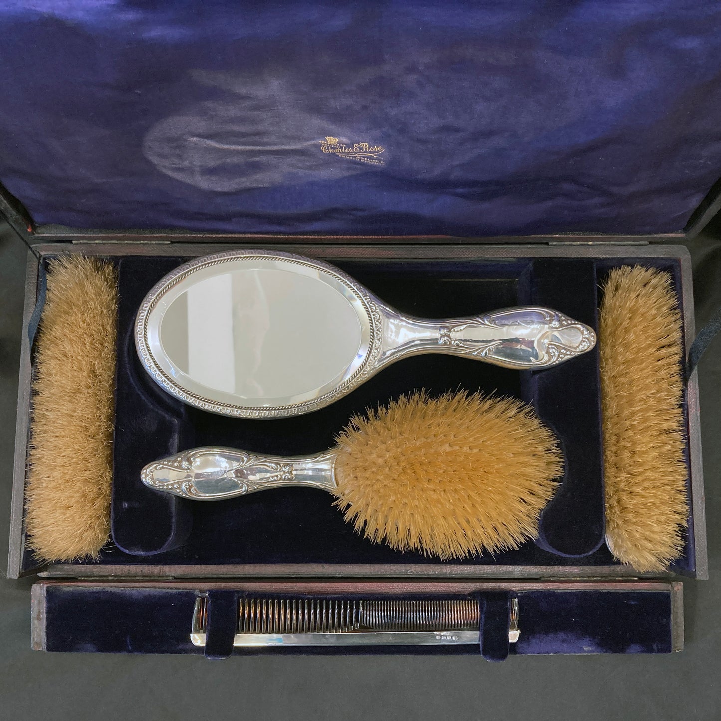 Sterling silver Art Nouveau dressing table set