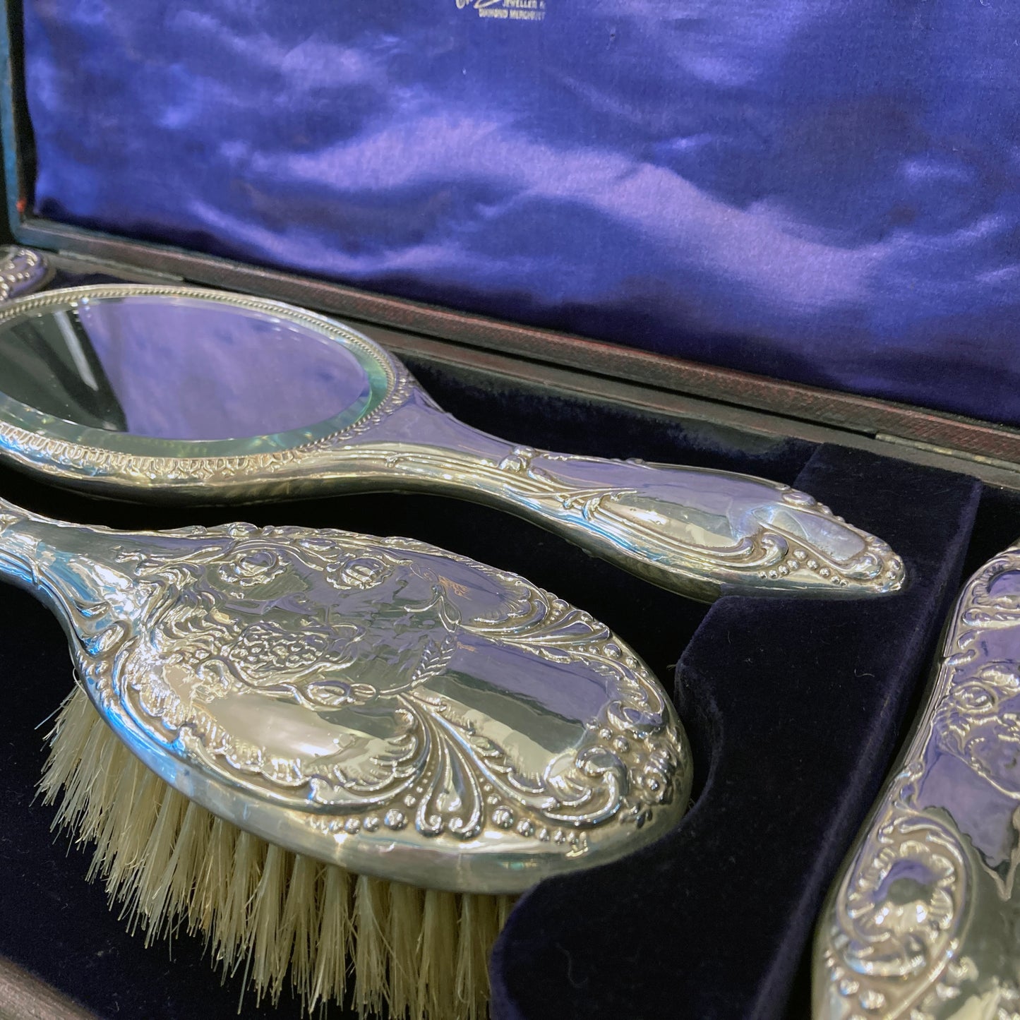 Sterling silver Art Nouveau dressing table set