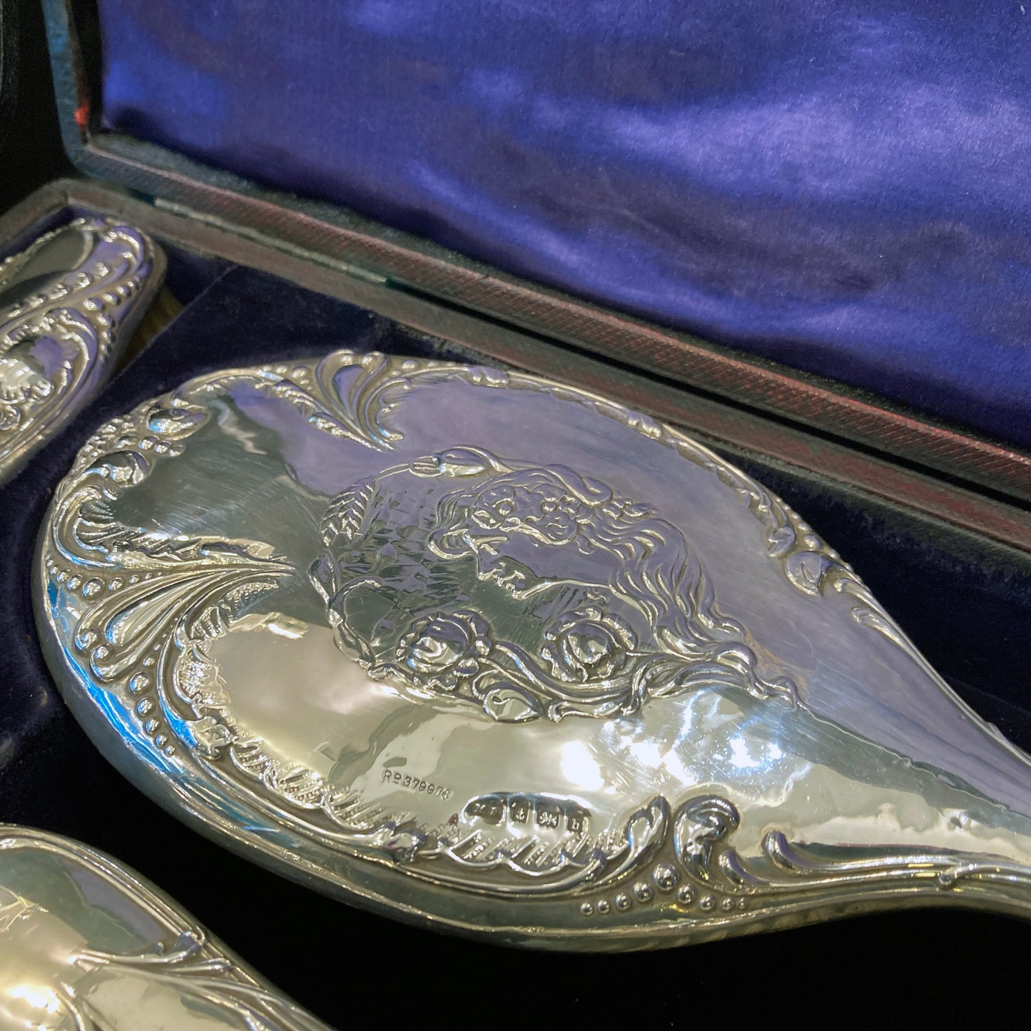 Sterling silver Art Nouveau dressing table set