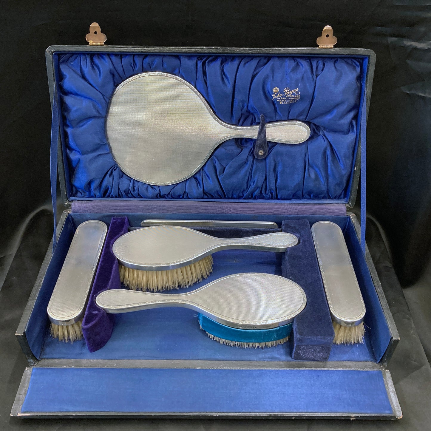 Boxed sterling silver Coronation 6pc Dressing table set