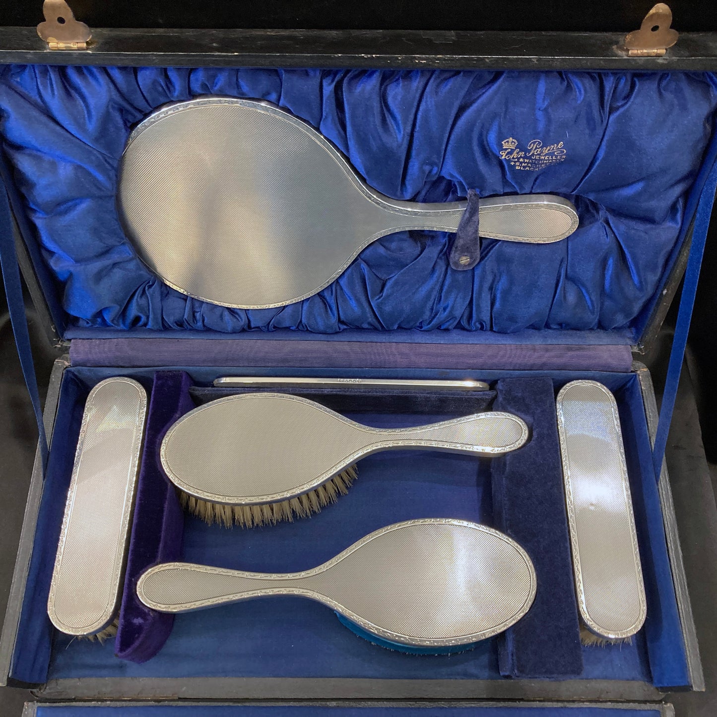 Boxed sterling silver Coronation 6pc Dressing table set