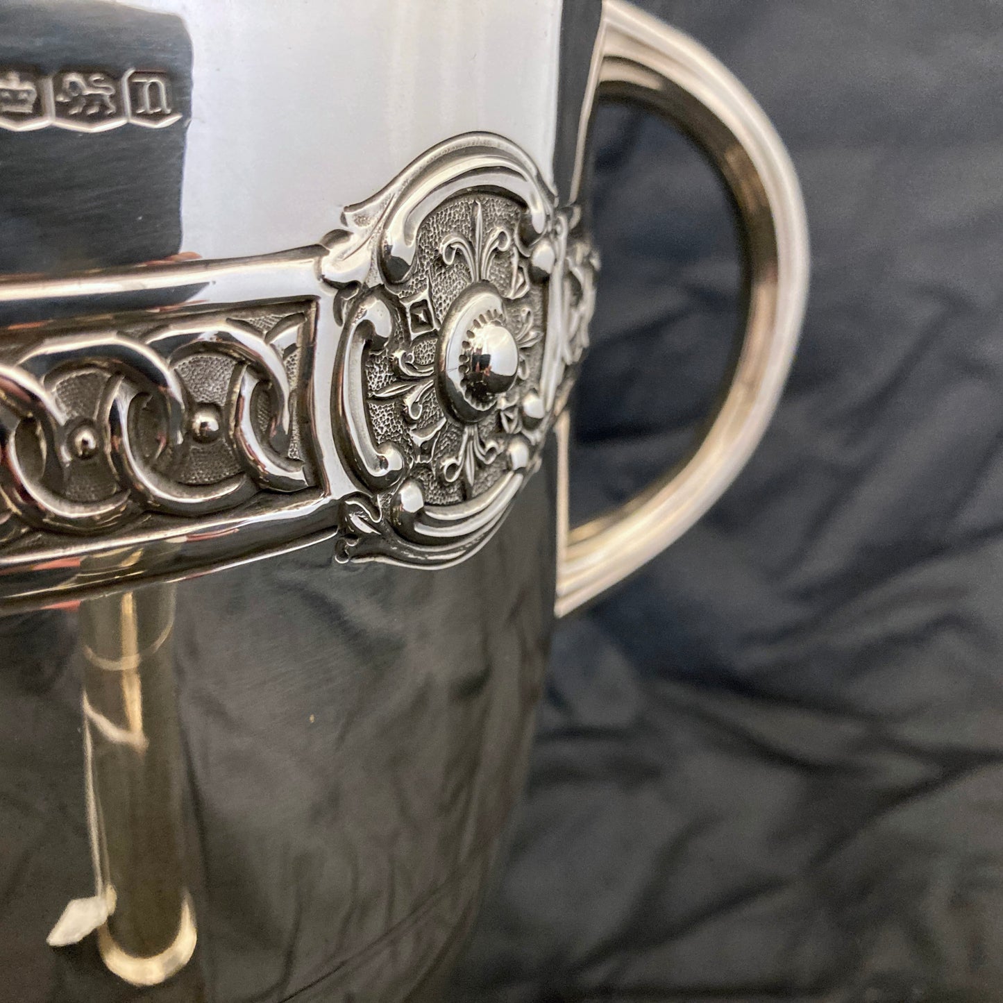 Sterling silver three handle trophy cup by Hanksworth, Eyre & Co