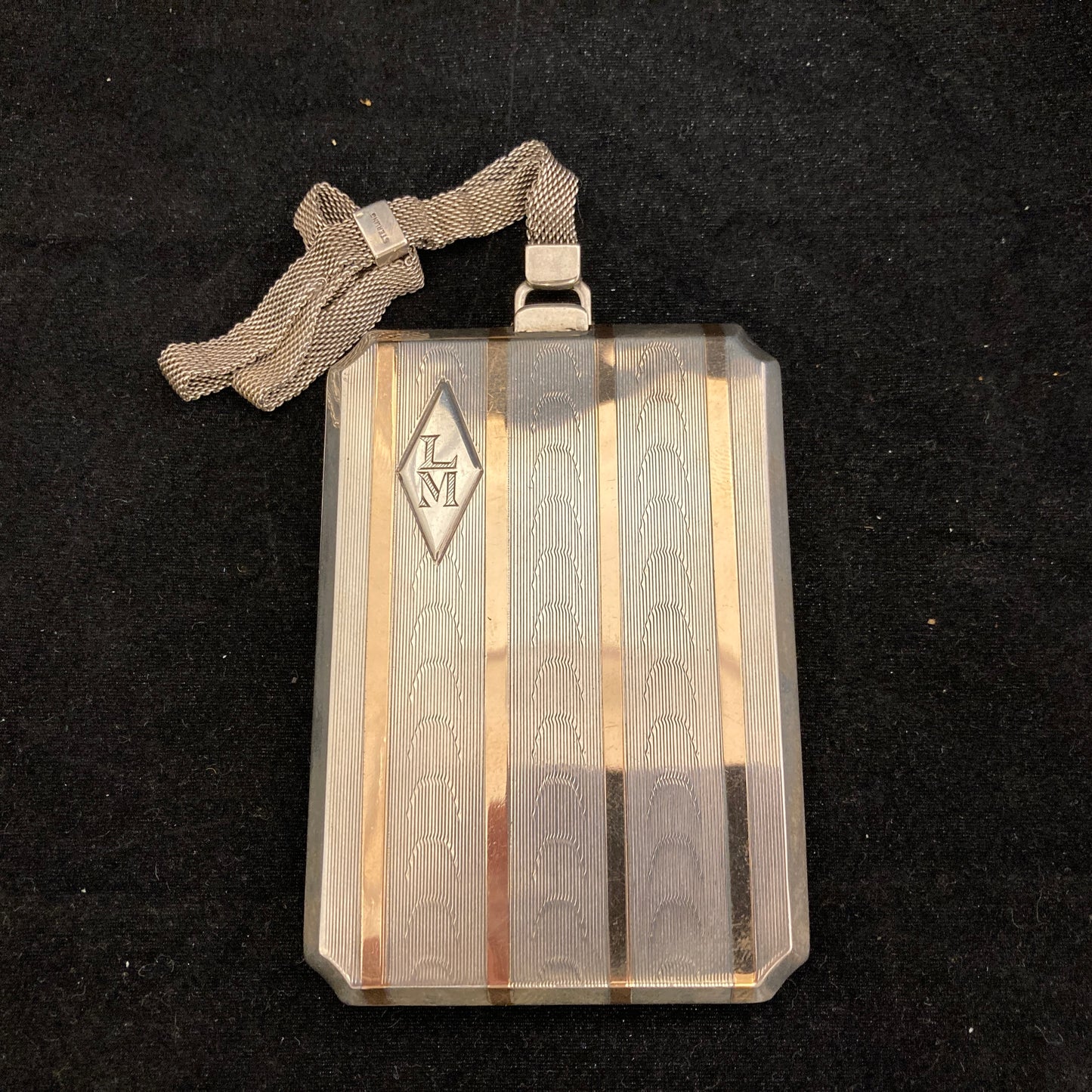 Rare antique compact ,coin and money holder with 14K gold inlay.