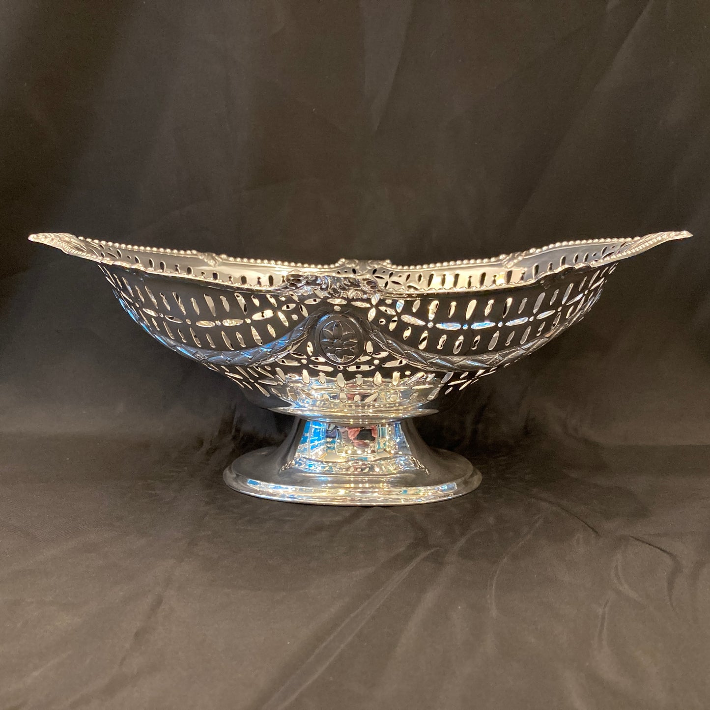Antique pierced sterling silver fruit basket /stand