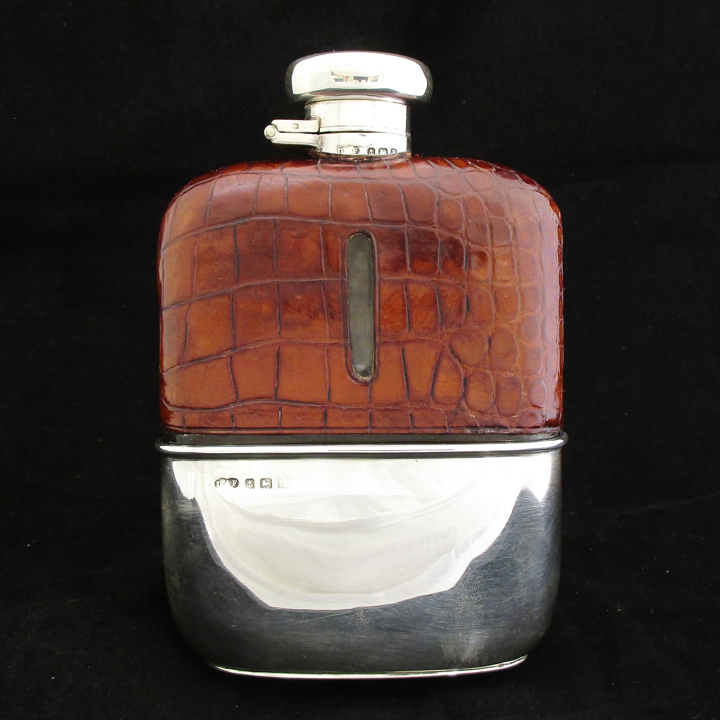 Silver and crocodile Hip flask