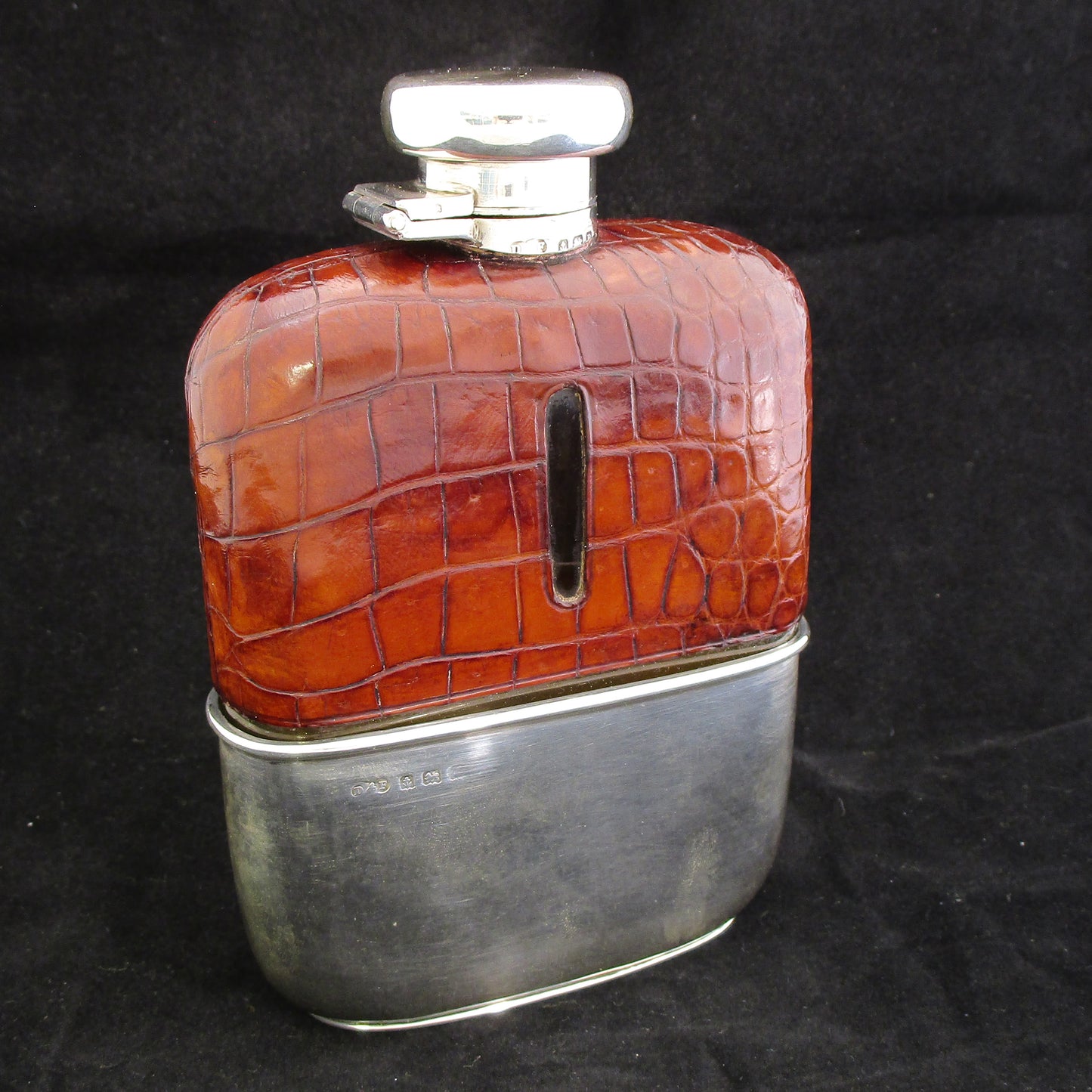 Silver and crocodile Hip flask