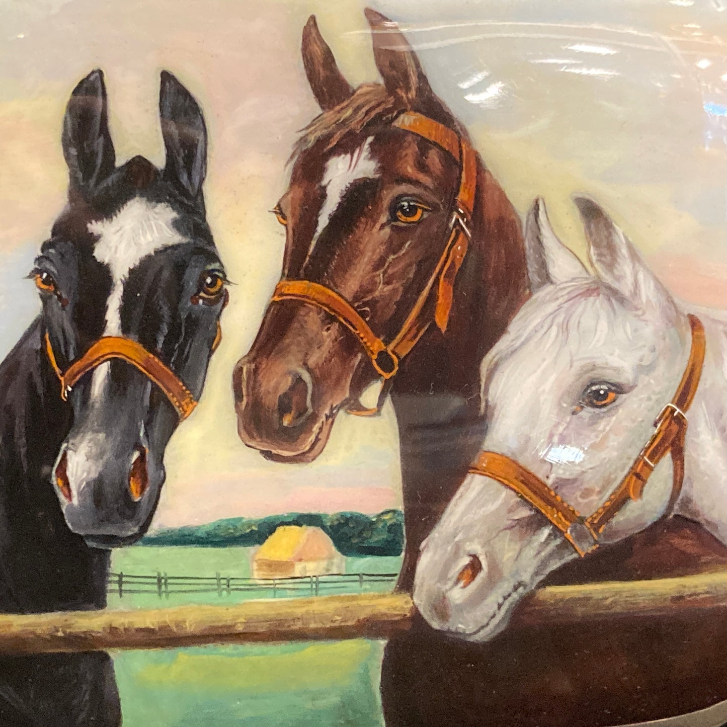 Stunning sterling silver and enamel cigarette case with thoroughbred horses