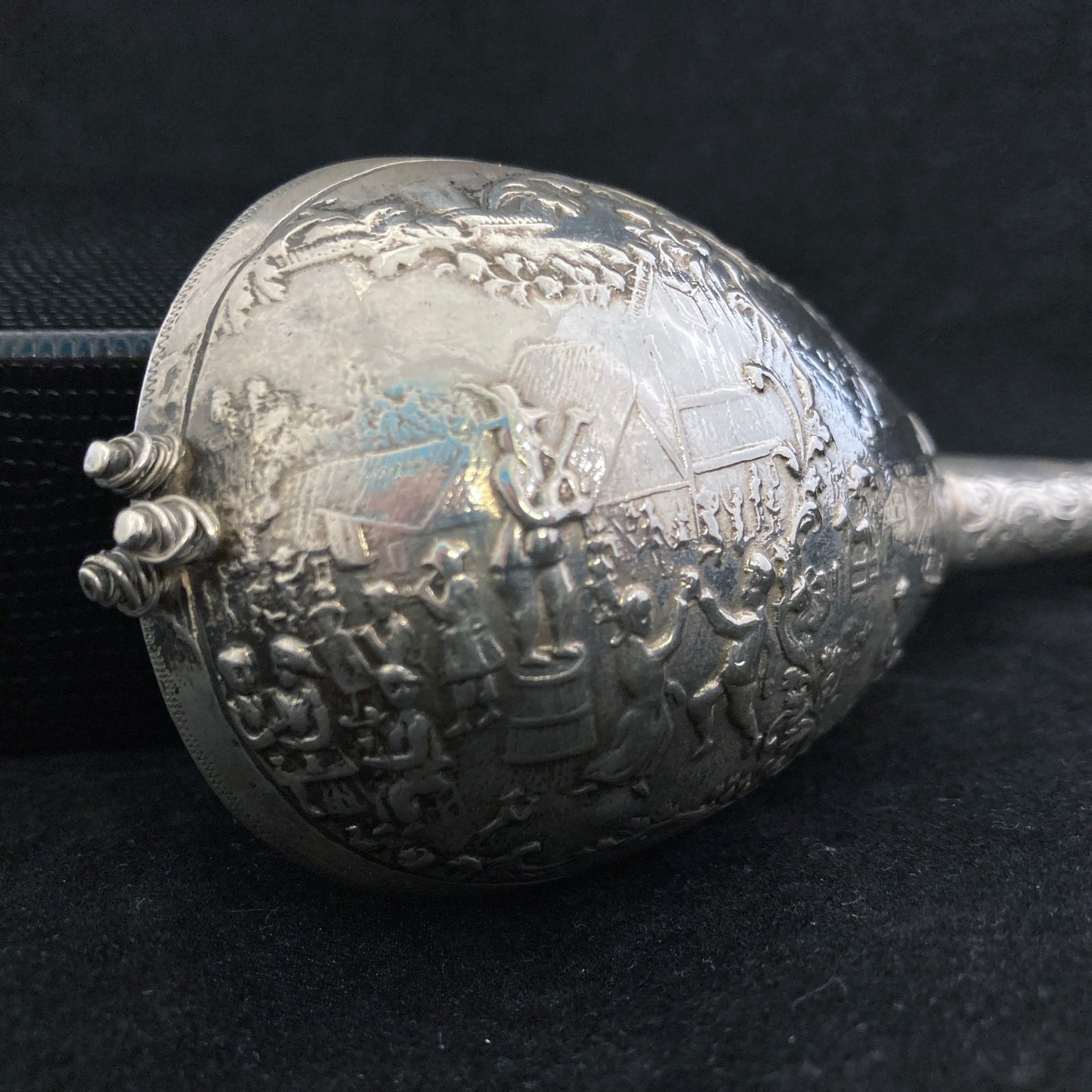 Antique 18th century silver perfume bottle in the shape of a Lute