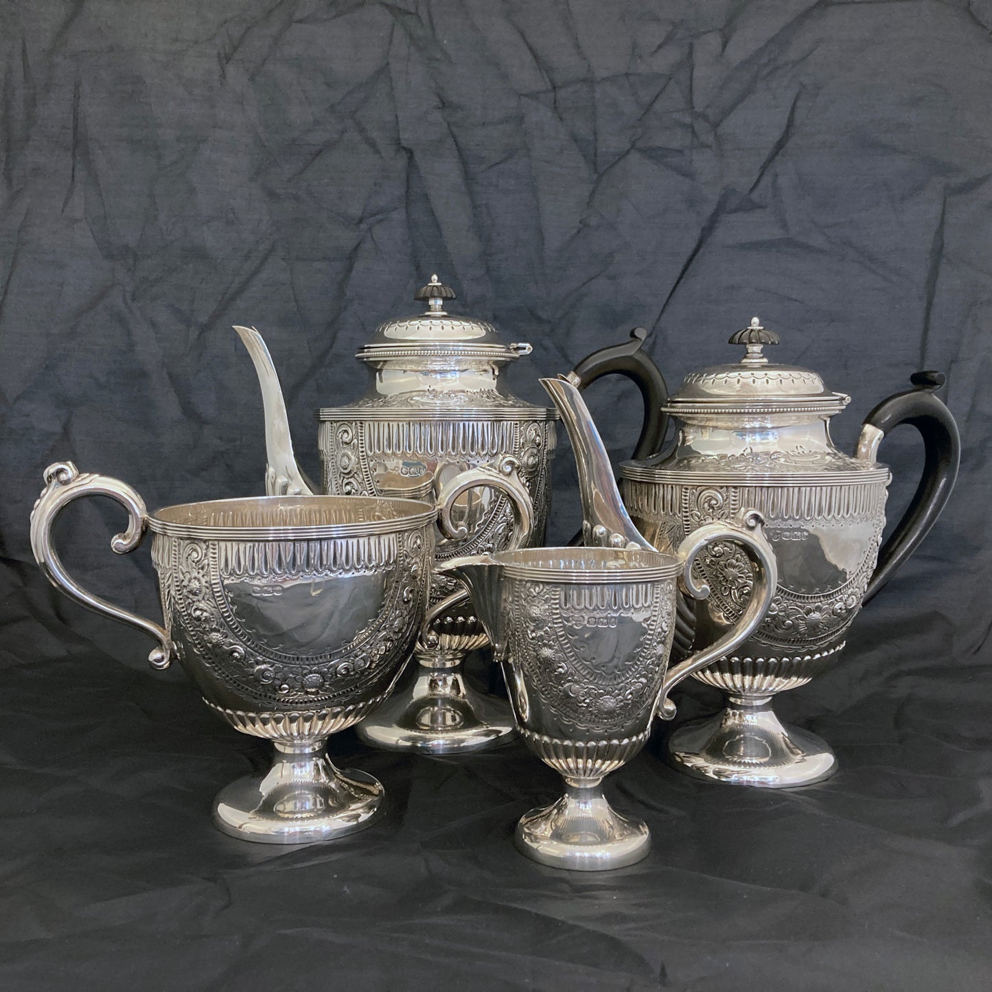 Quality sterling silver 4 piece tea coffee set by Hammond, Creake & Co
