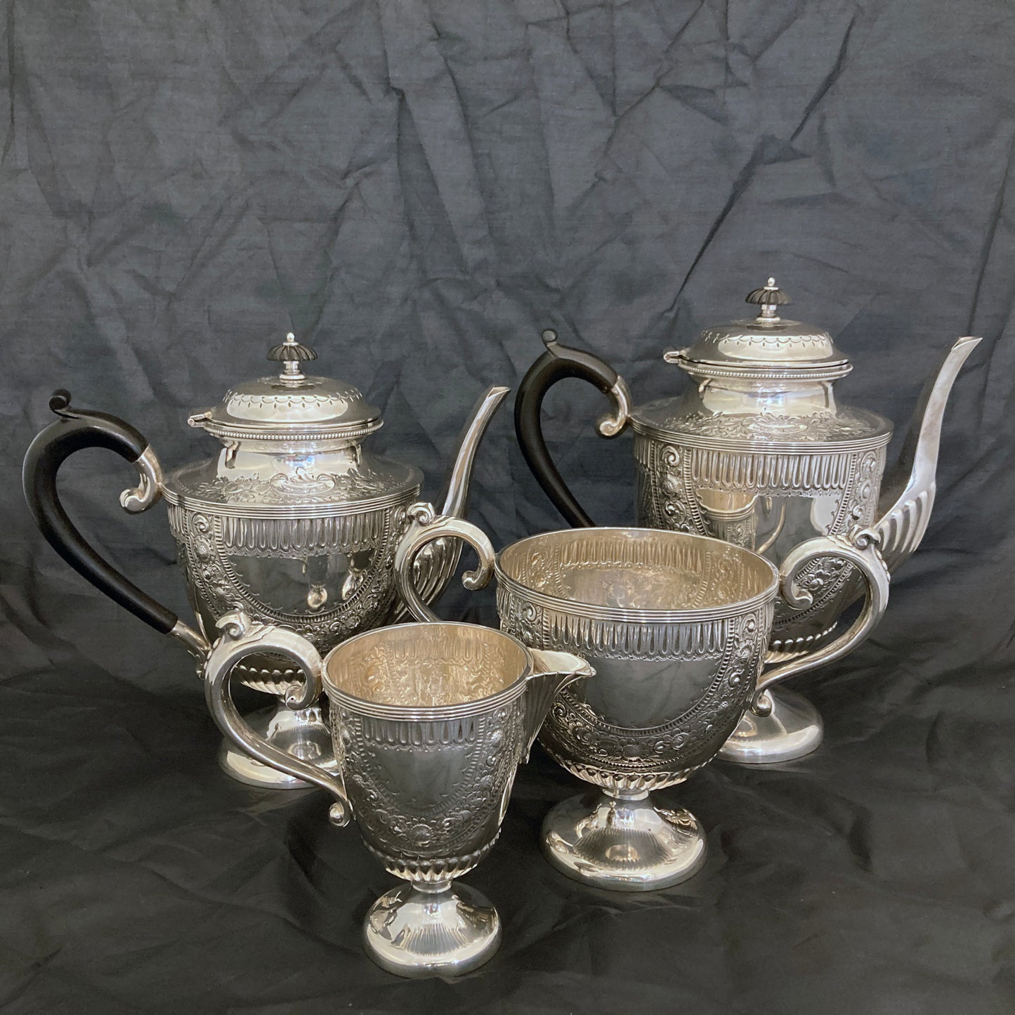 Quality sterling silver 4 piece tea coffee set by Hammond, Creake & Co