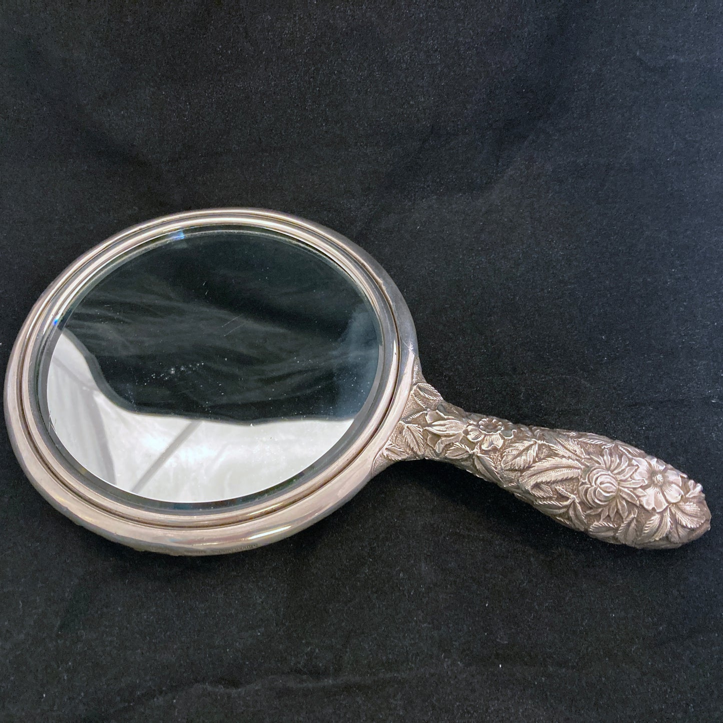Antique sterling silver exceptional quality hand mirror