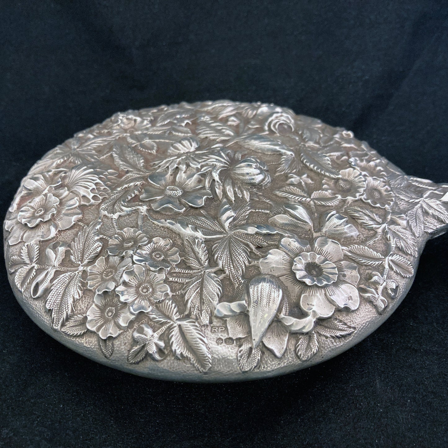 Antique sterling silver exceptional quality hand mirror