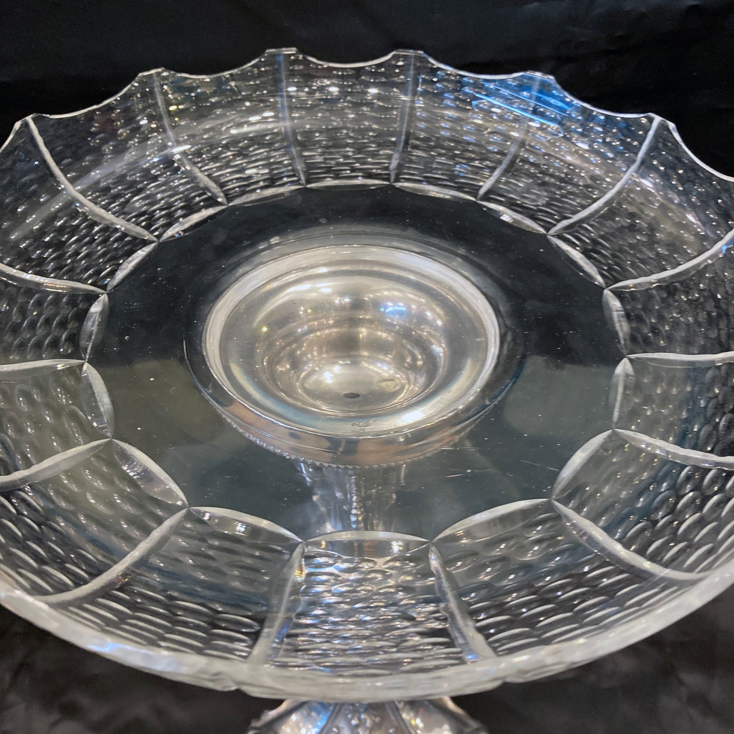 Antique silver plated centre piece with cut glass bowl