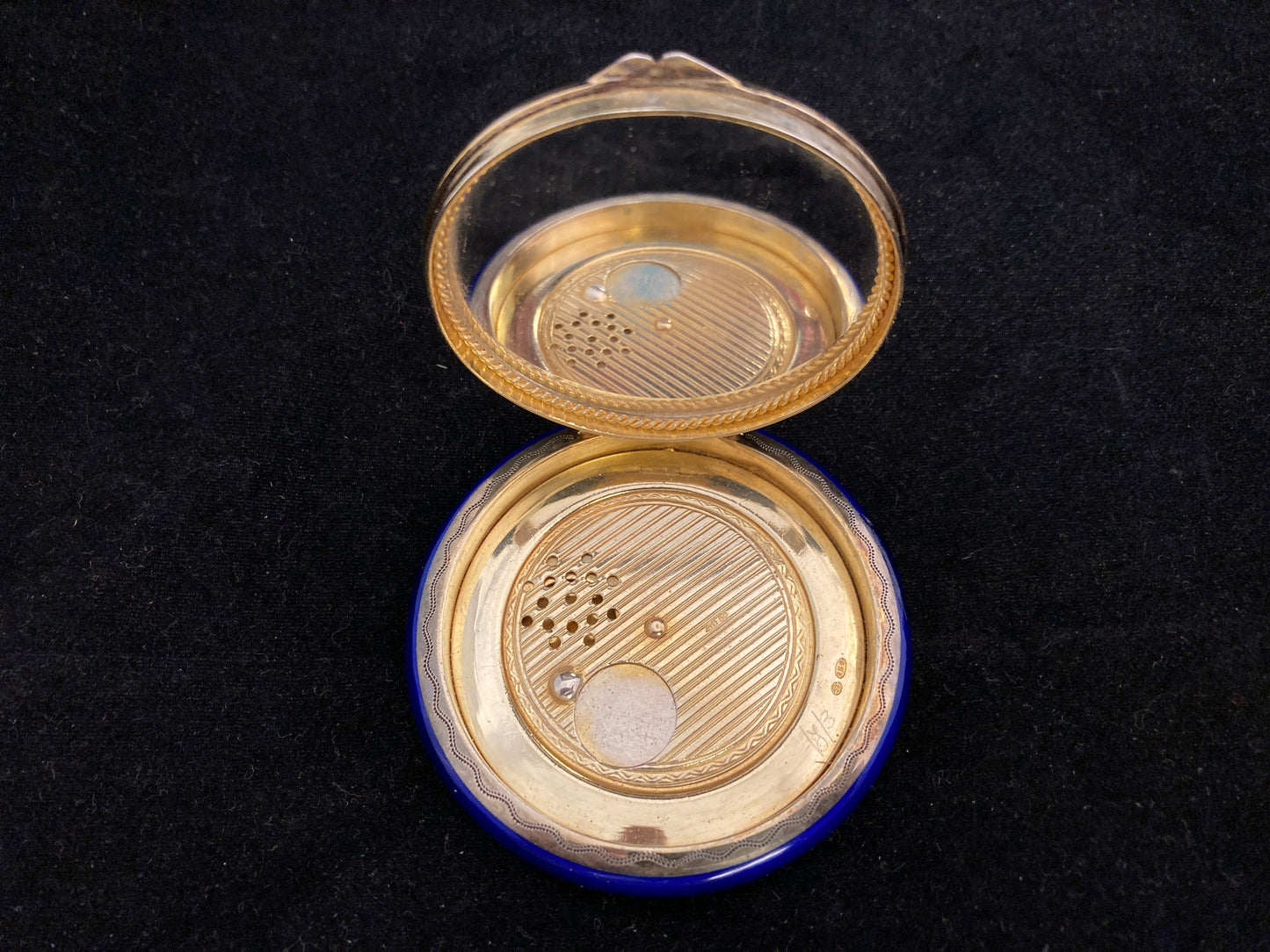 Sterling silver finely painted enamel compact