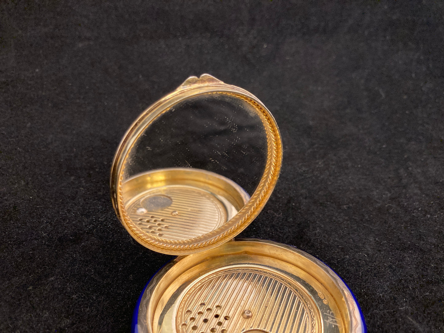 Sterling silver finely painted enamel compact