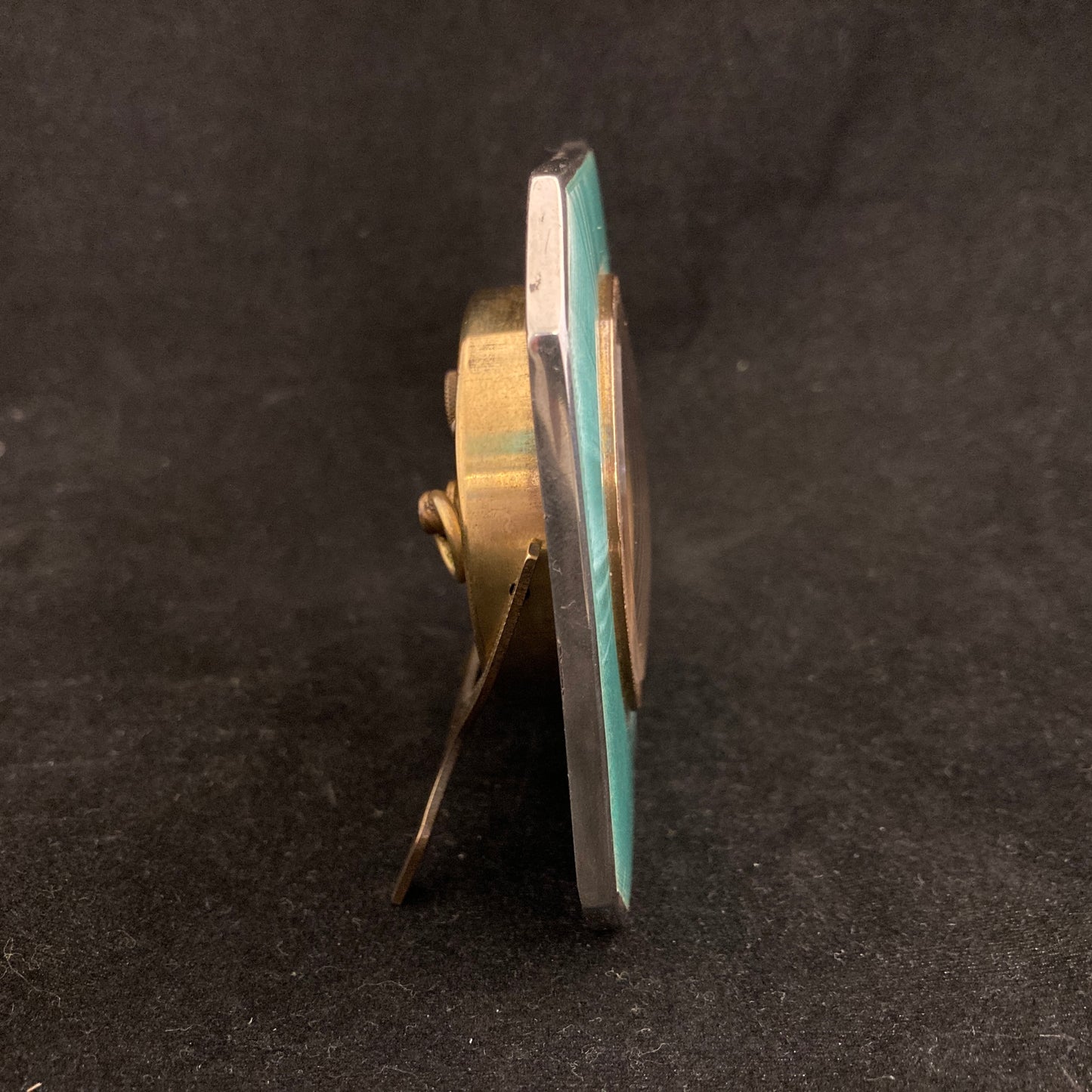 Sterling silver and guilloche enamel Art Deco table clock