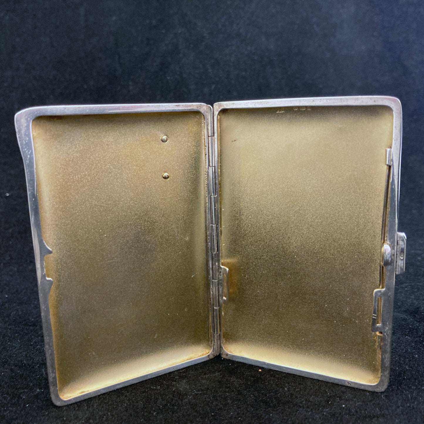 Black enamel with marcasites on silver _ Deco cigarette case