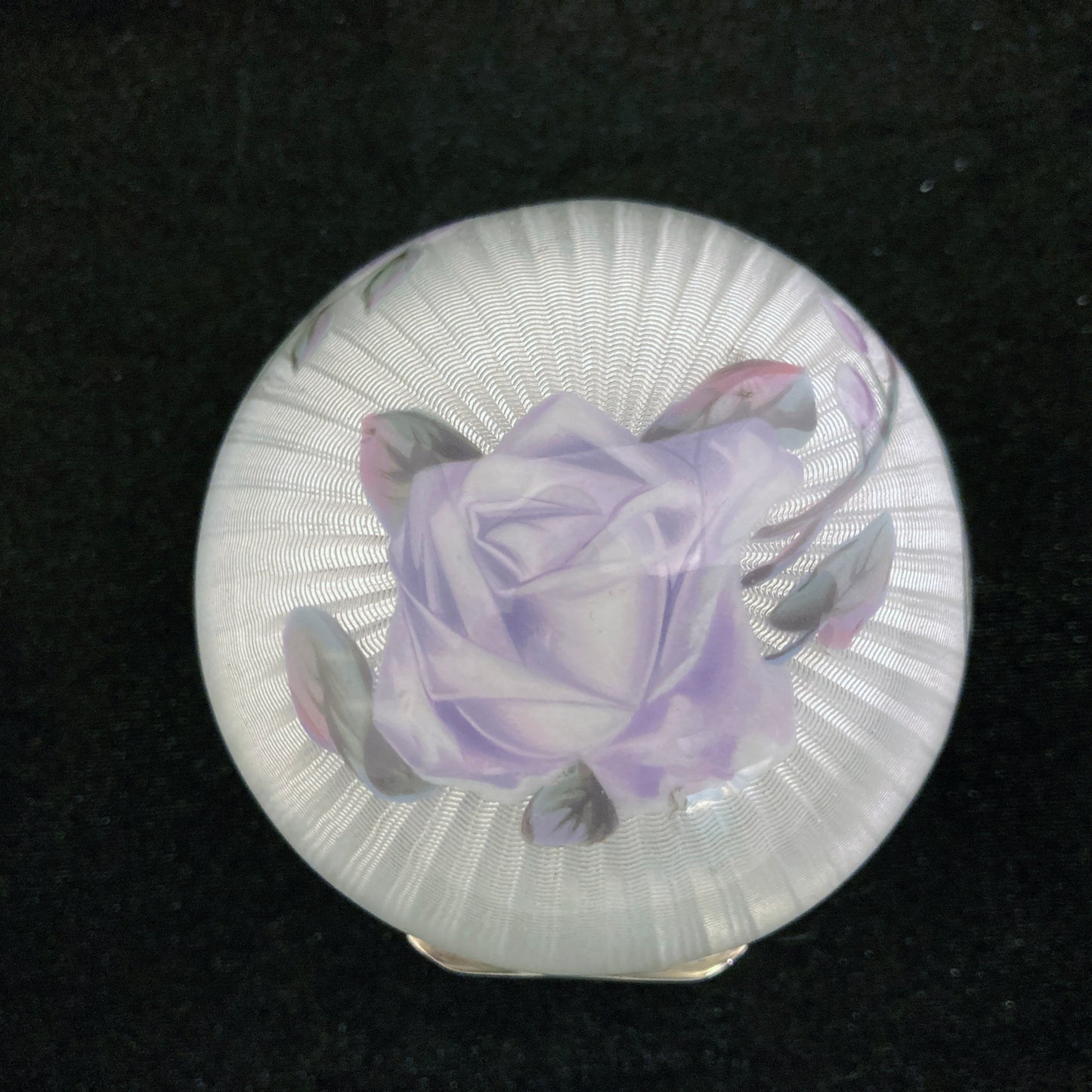 wonderful round sterling silver and guilloche enamel box