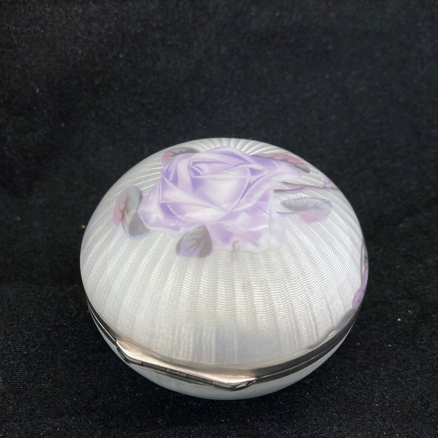 wonderful round sterling silver and guilloche enamel box