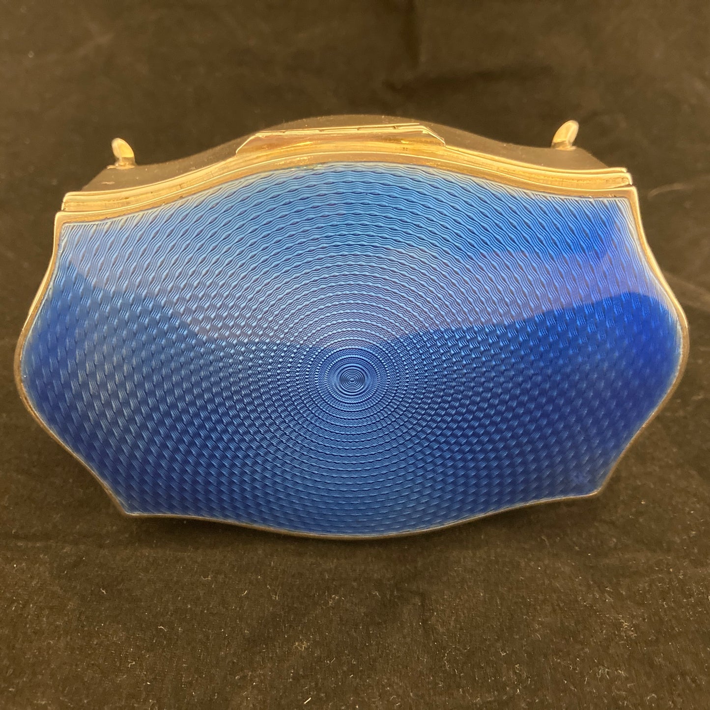 Sterling silver and blue guilloche enamel box by Walker & Hall