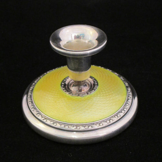 Norwegian silver and enamel candlestick.