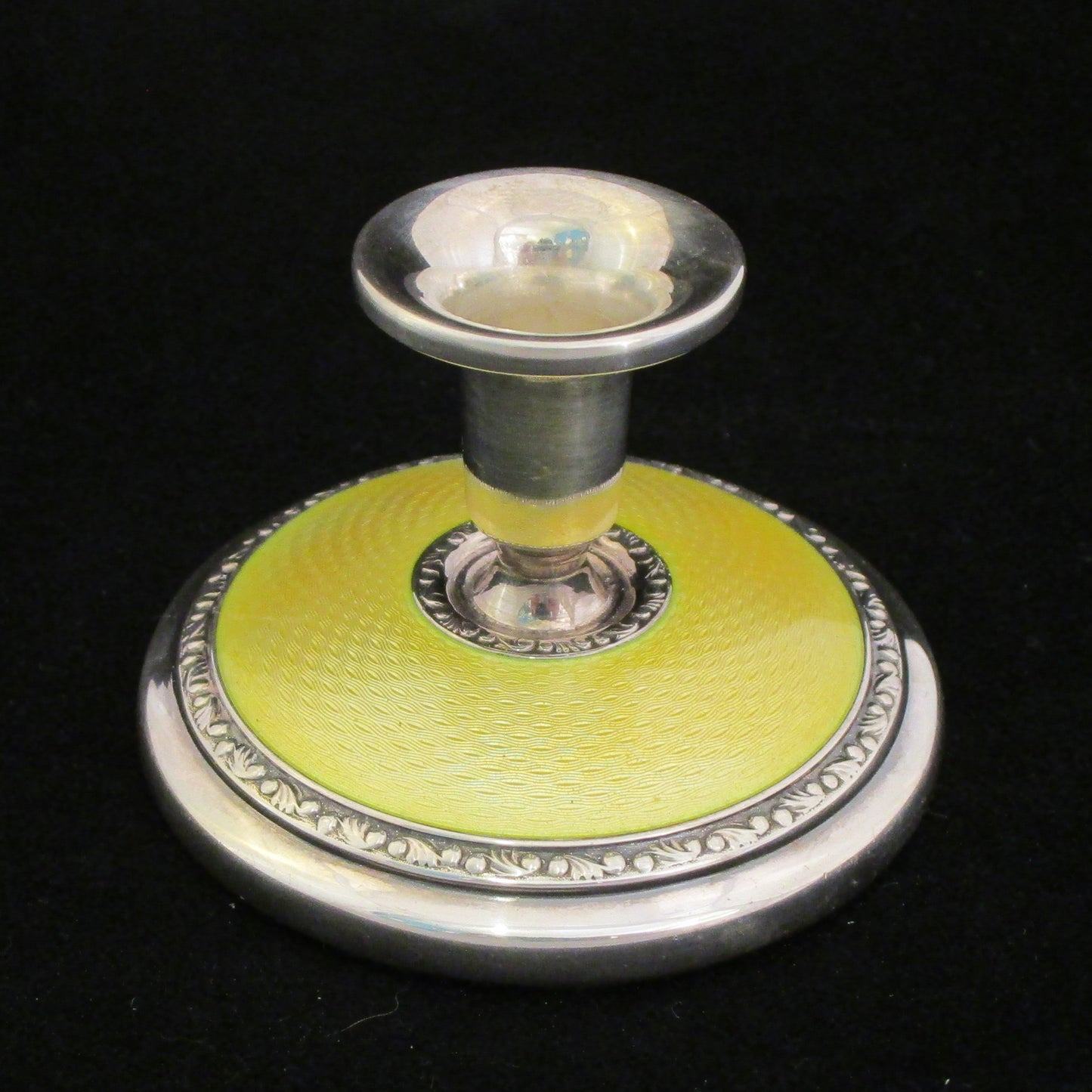 Norwegian silver and enamel candlestick.