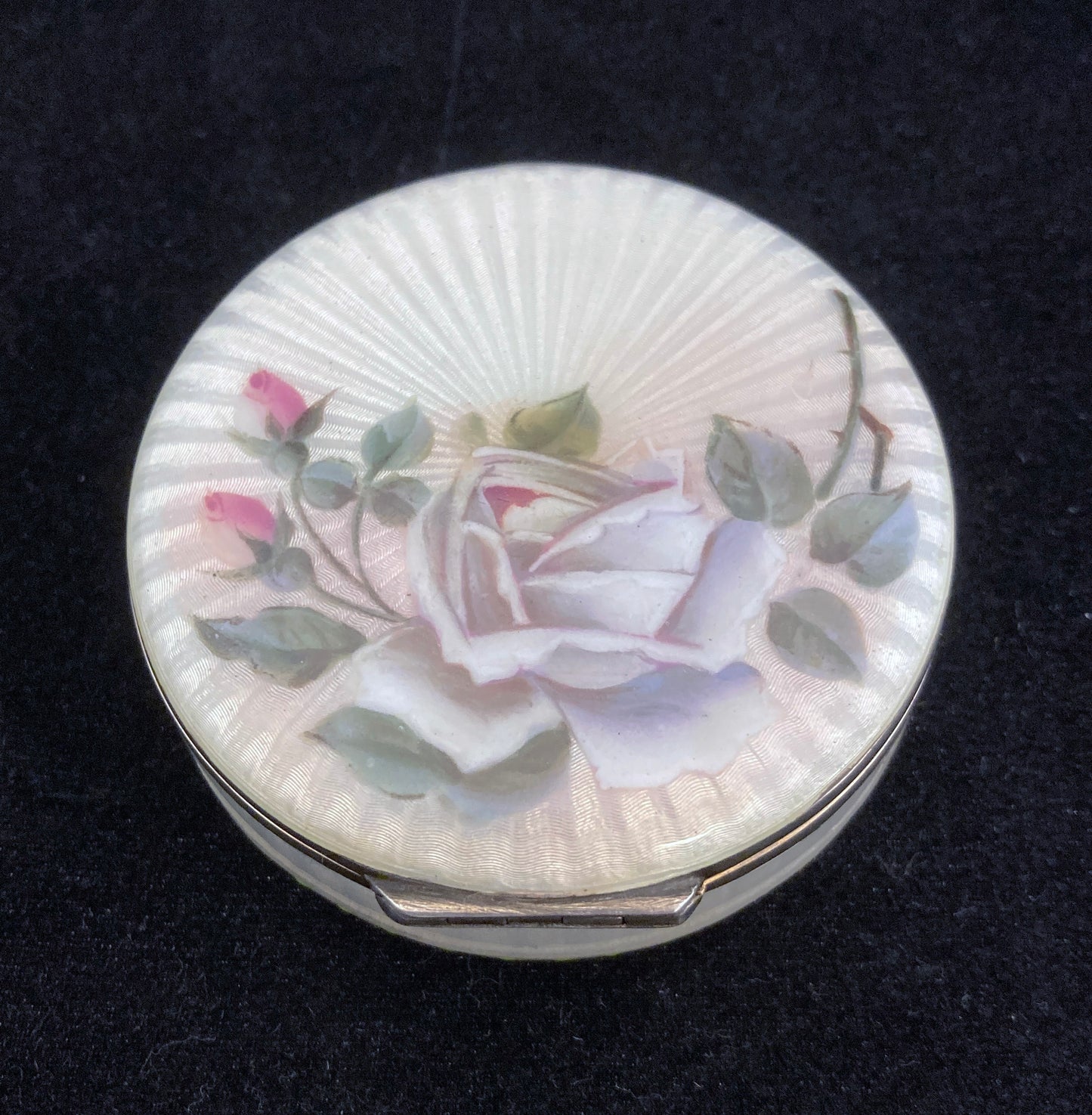 Hand Painted enamel on silver pill box