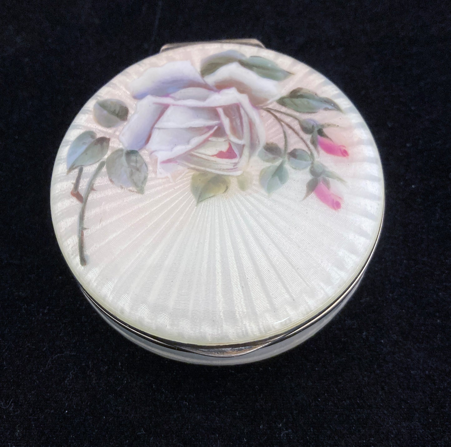 Hand Painted enamel on silver pill box