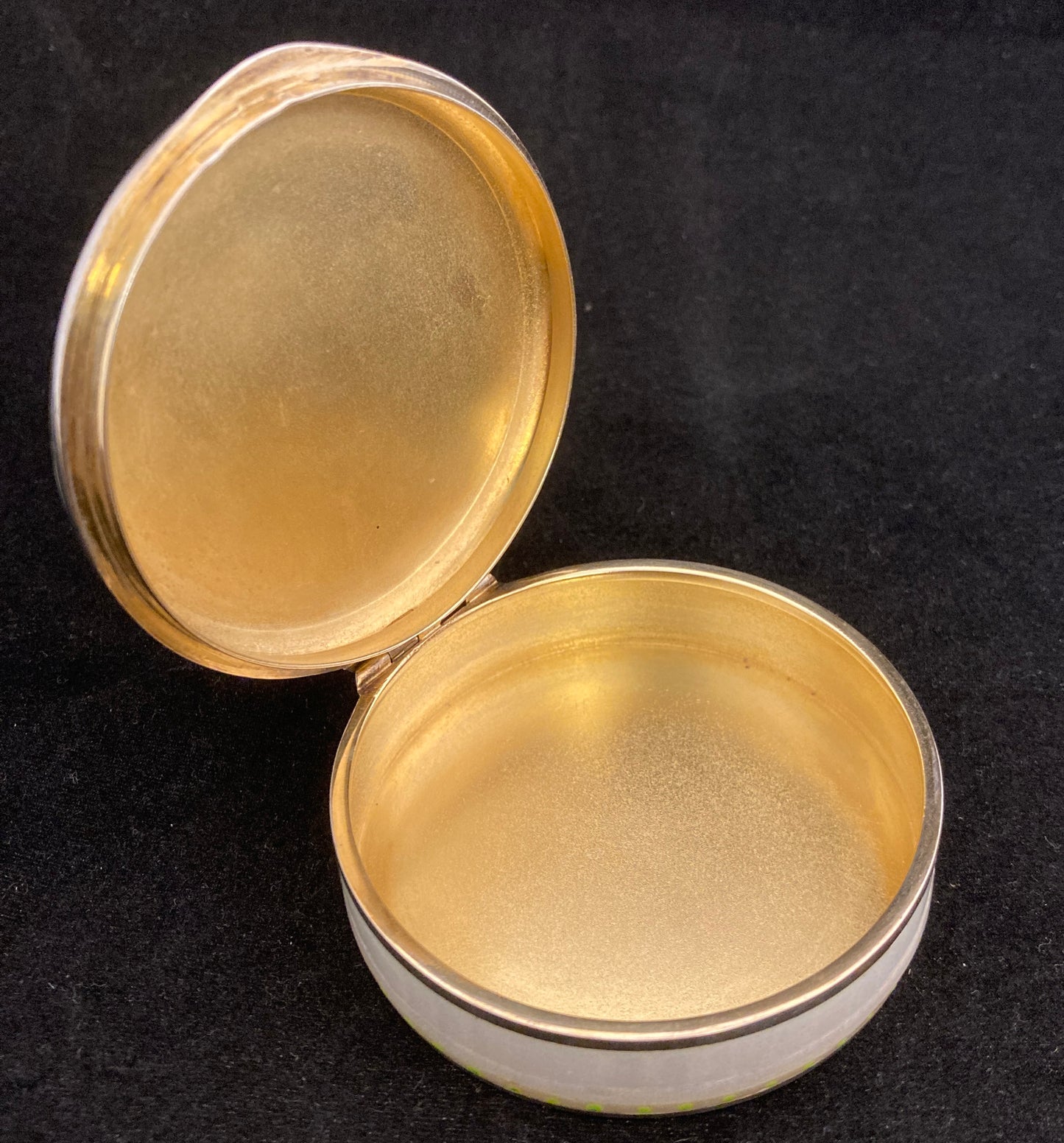 Hand Painted enamel on silver pill box