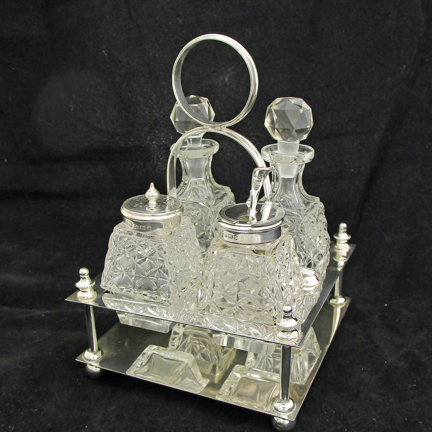 Sterling silver bachelors cruet set.