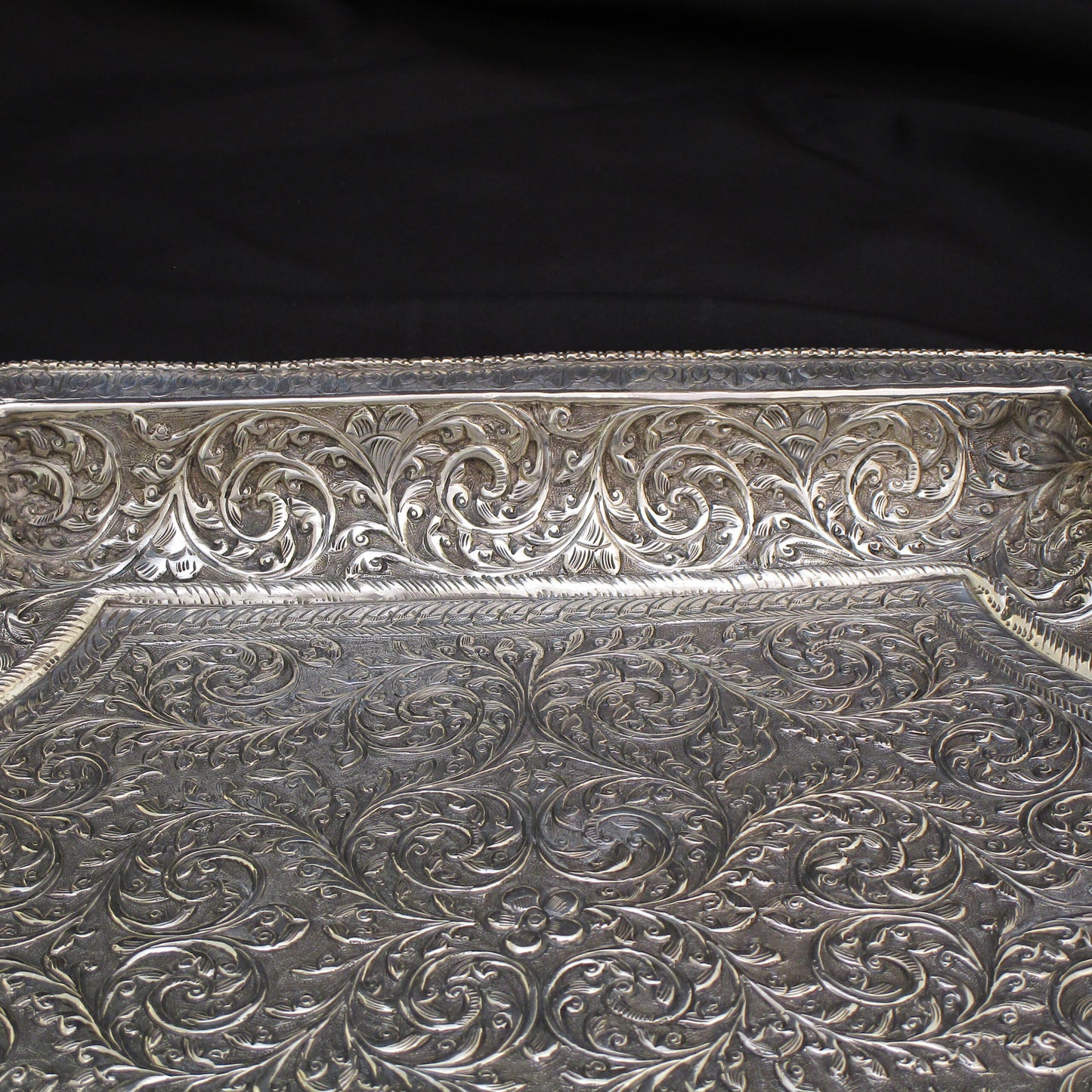A large Indian silver tray.