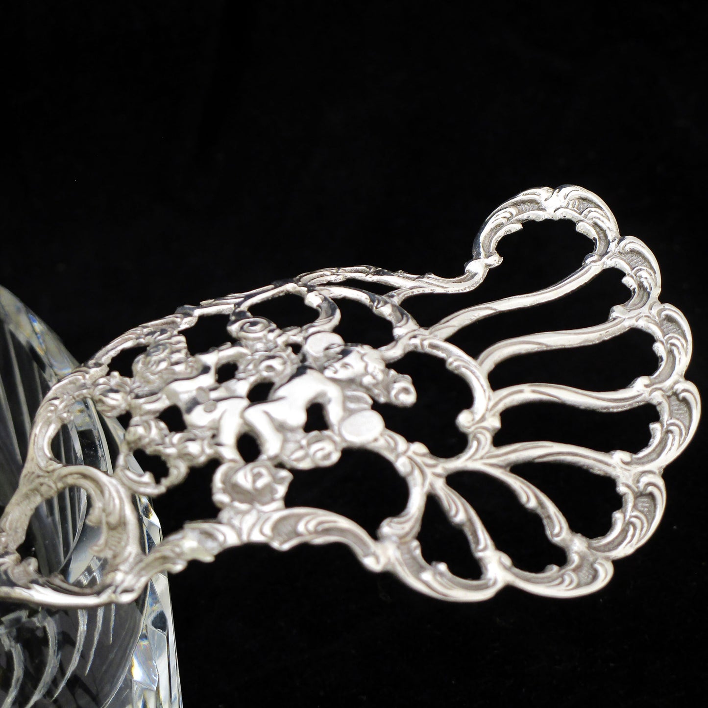 silver and cut crystal swan.