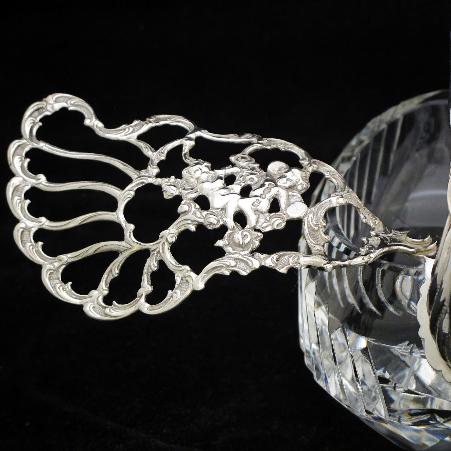 silver and cut crystal swan.