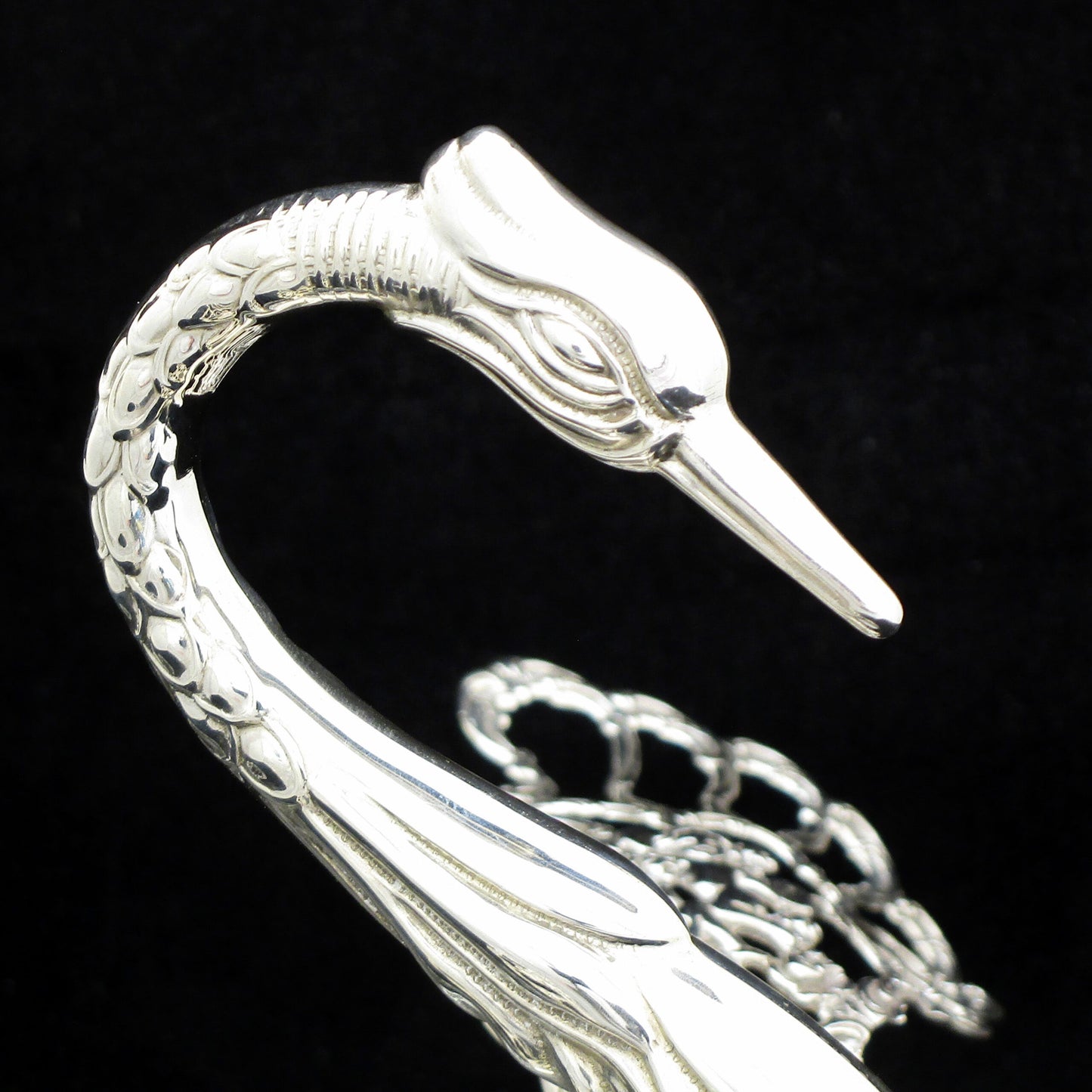 silver and cut crystal swan.