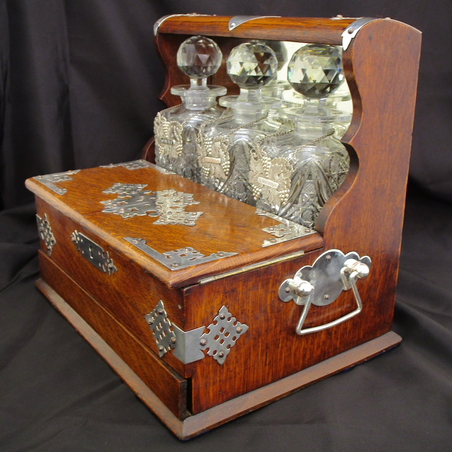 A solid oak tantalus
