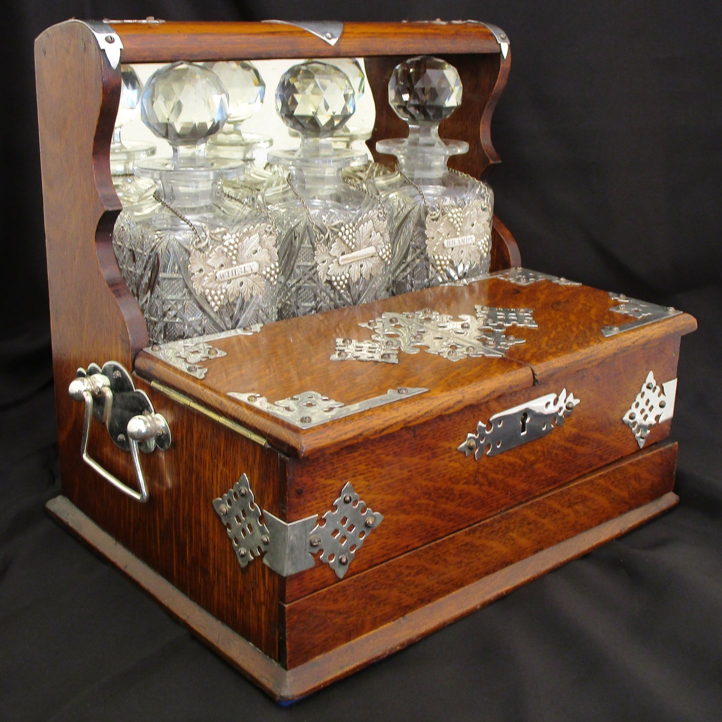 A solid oak tantalus