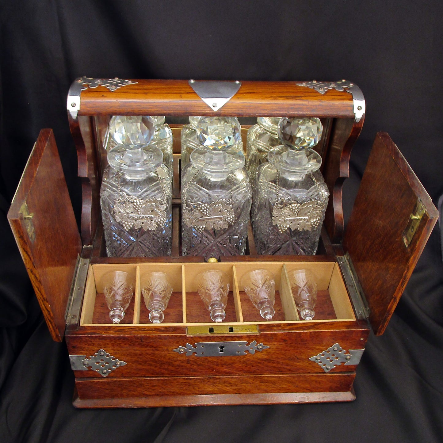 A solid oak tantalus