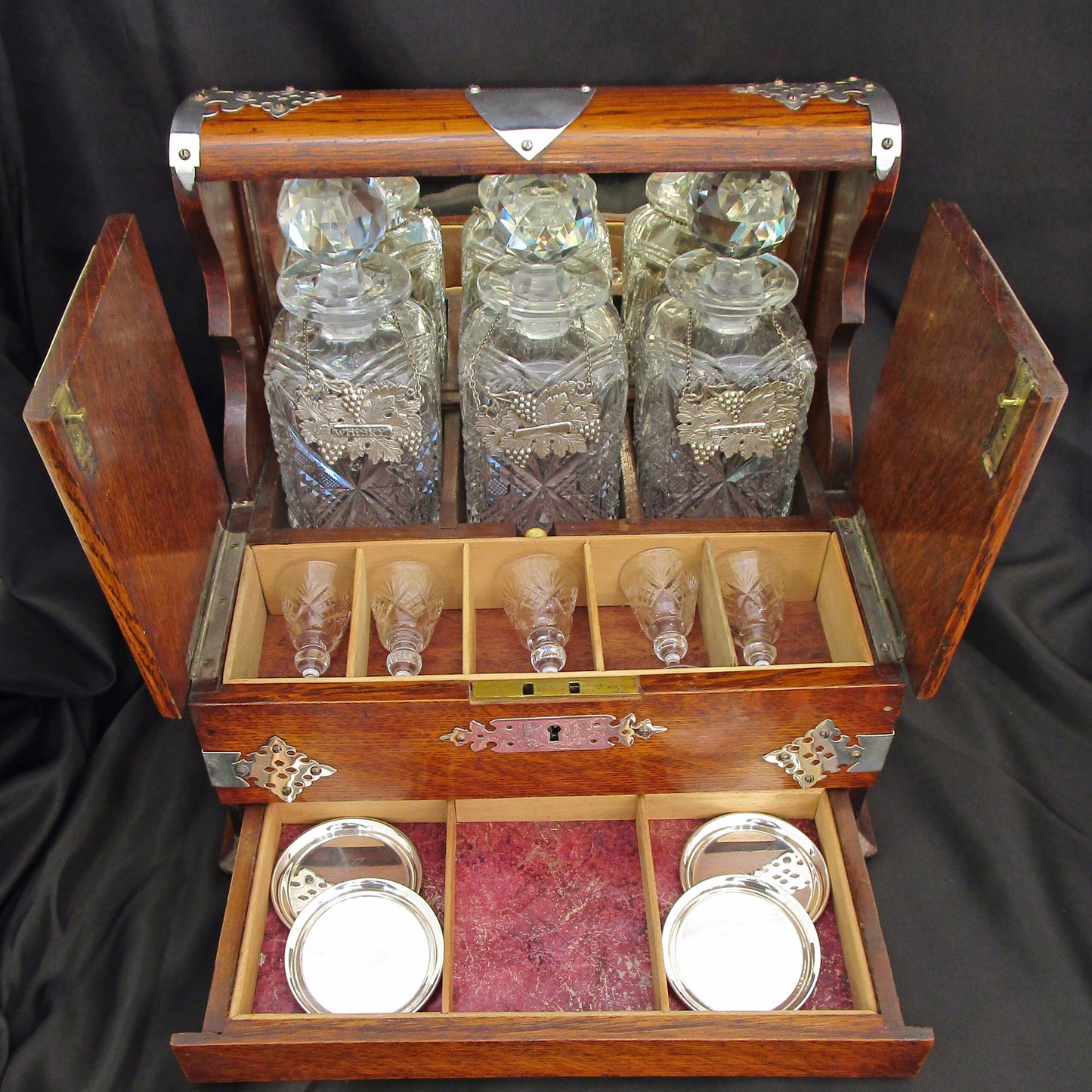 A solid oak tantalus