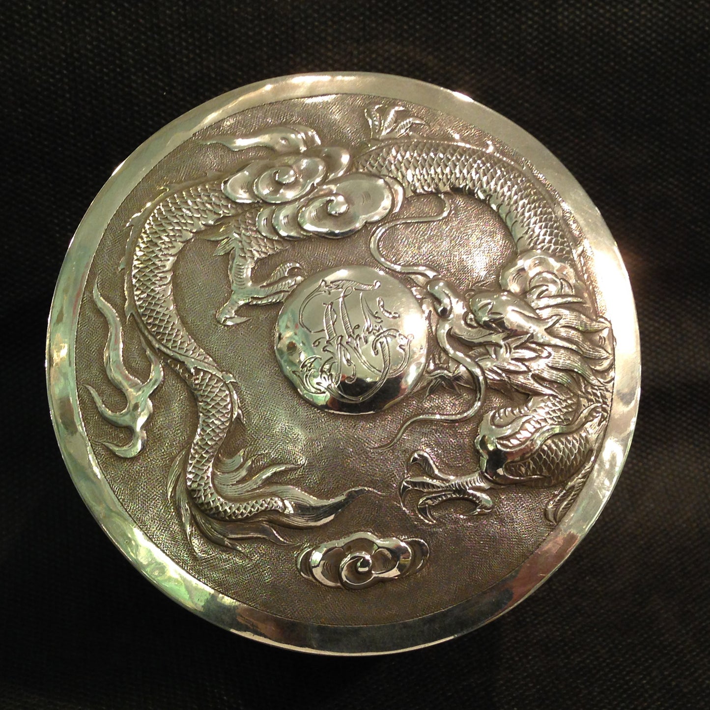 A pair Antique Chinese Export Sterling Silver Boxes.