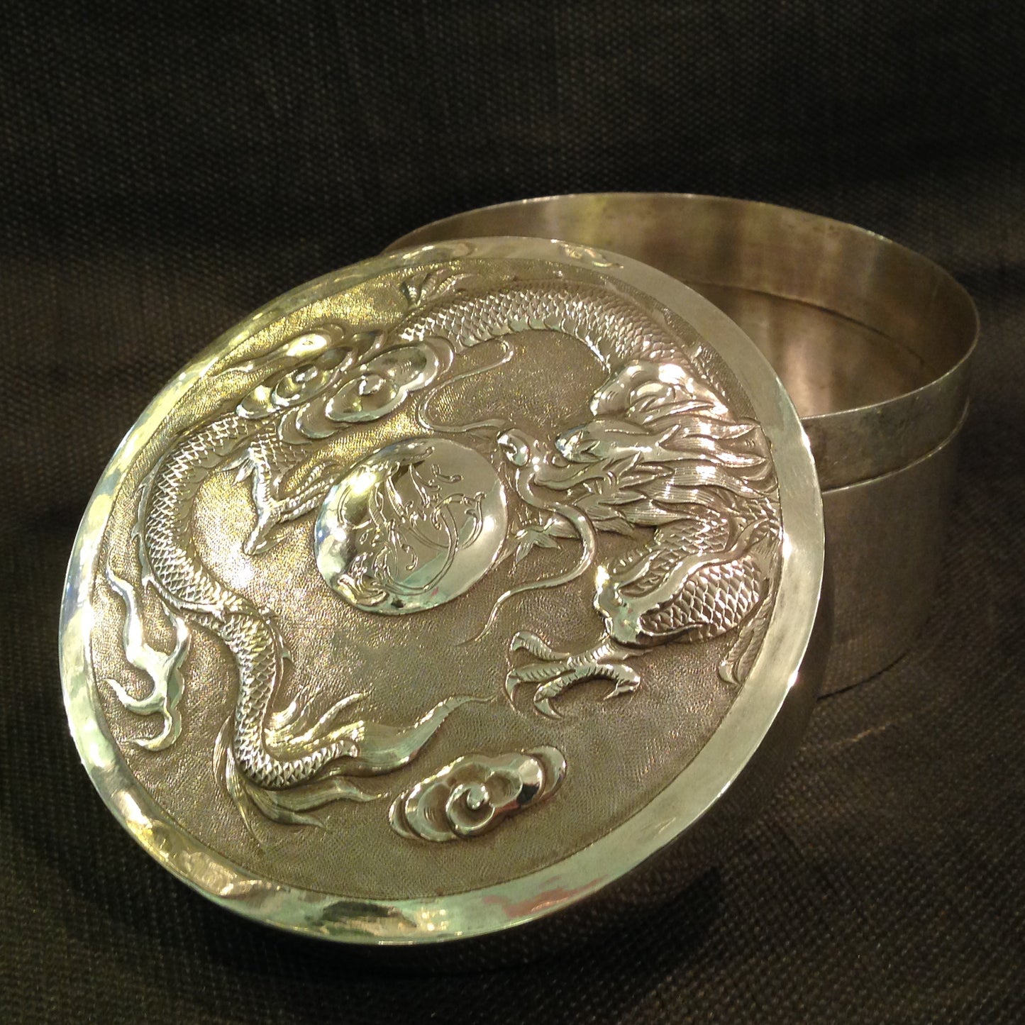 A pair Antique Chinese Export Sterling Silver Boxes.