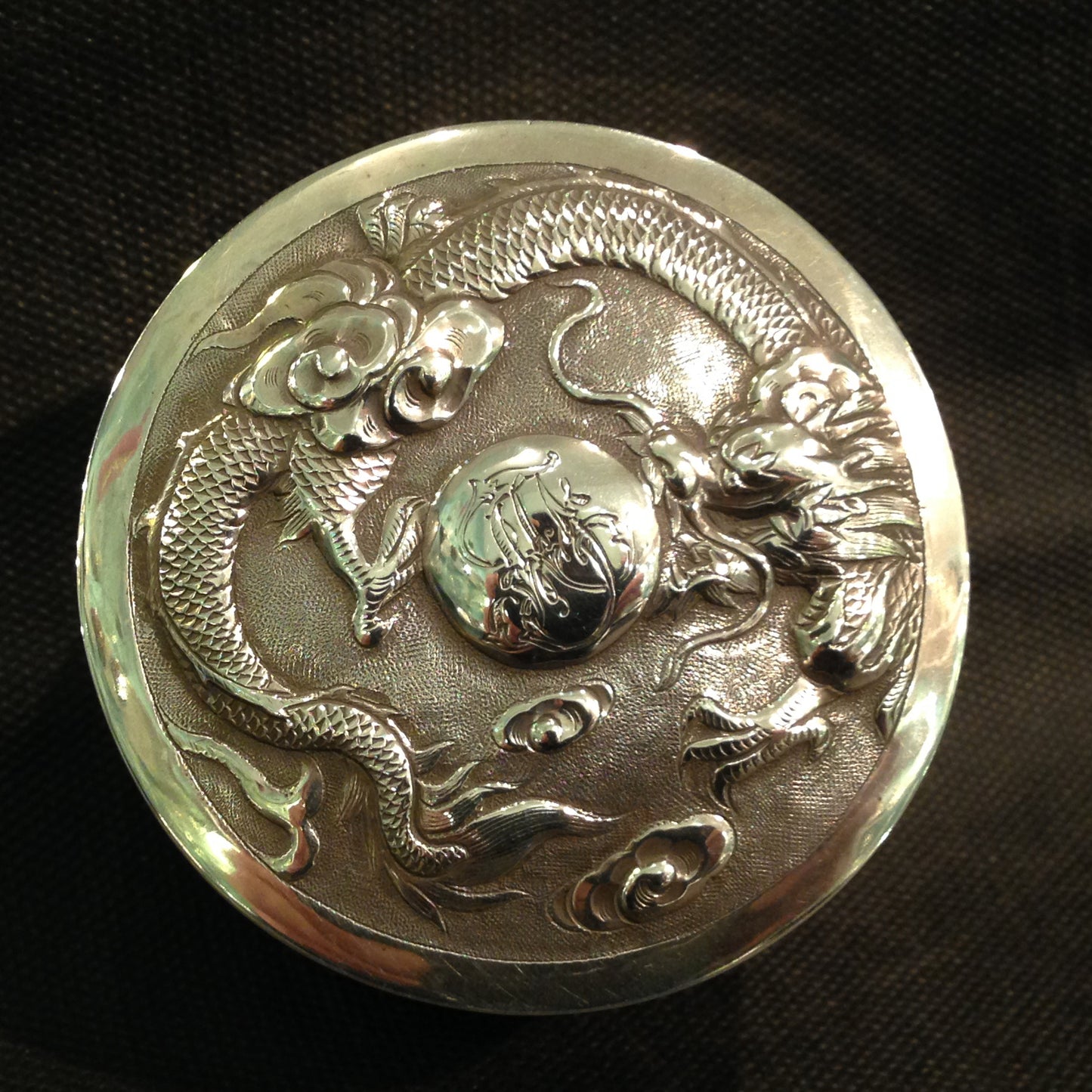 A pair Antique Chinese Export Sterling Silver Boxes.