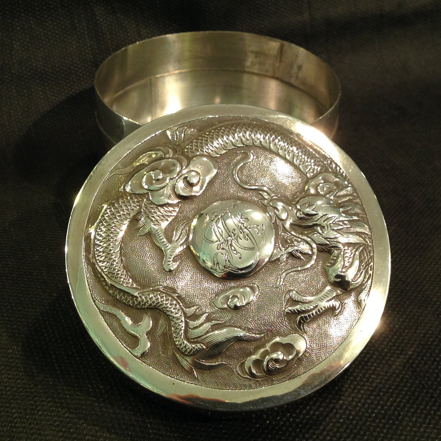 A pair Antique Chinese Export Sterling Silver Boxes.