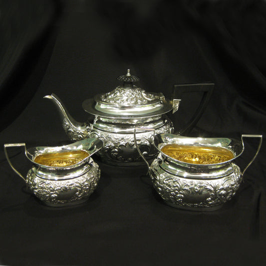 Sterling silver Bachelors tea set