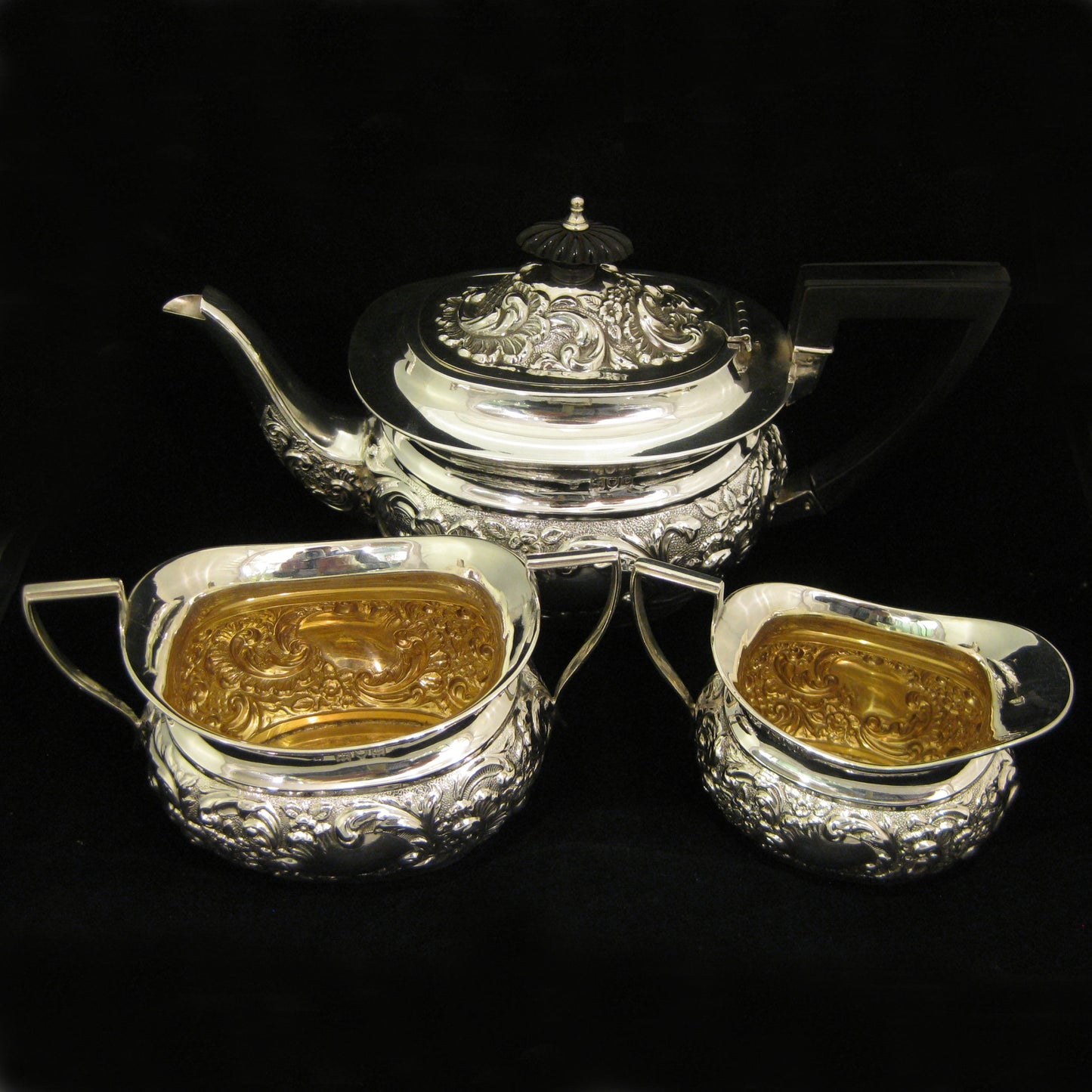 Sterling silver Bachelors tea set