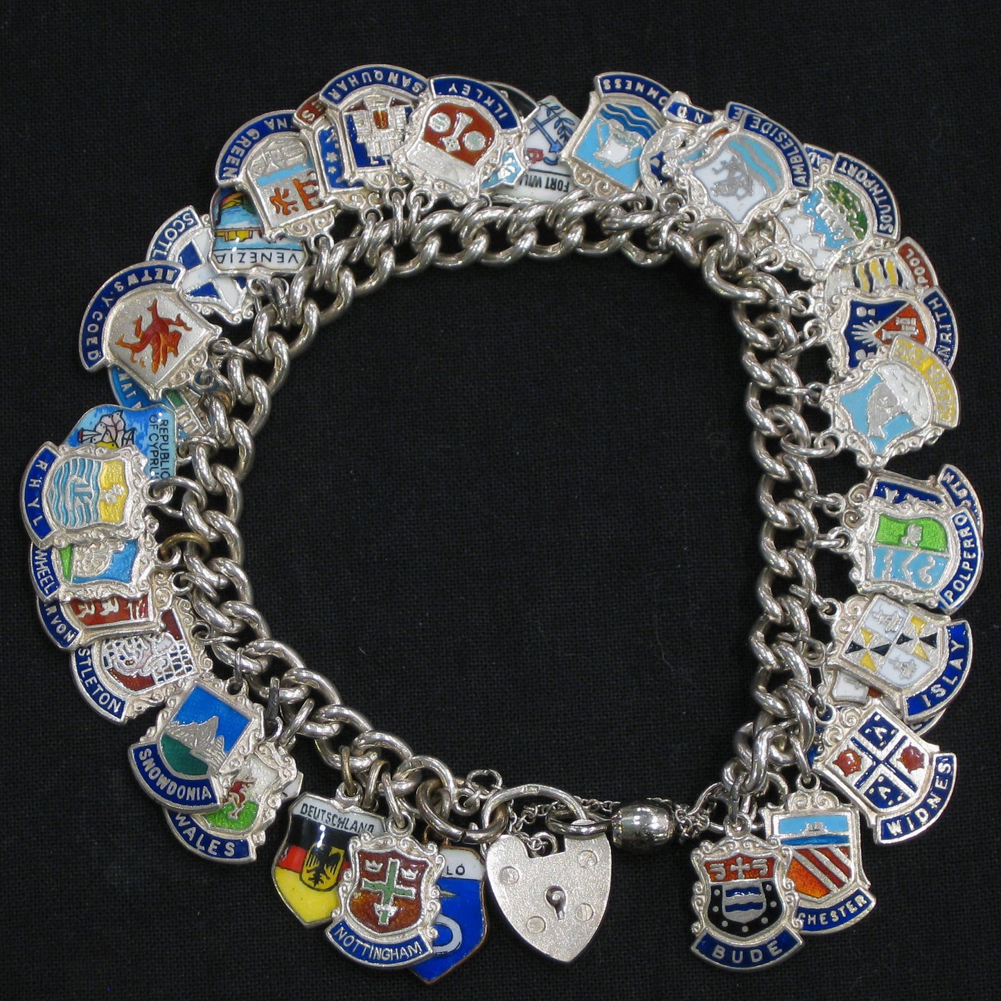 A sterling silver charm bracelet