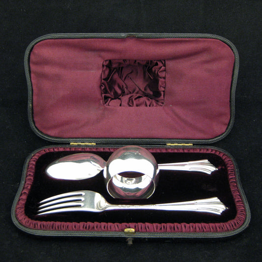 Wonderful boxed travel set /fork -spoon -napkin ring.