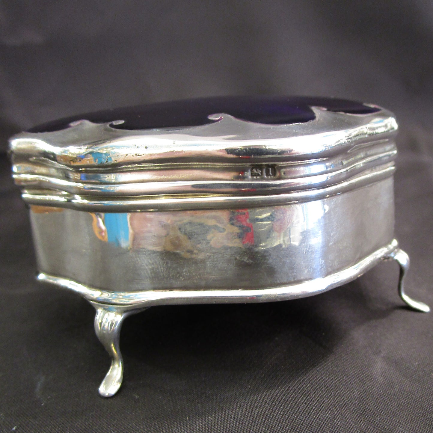 An art nouveaux silver and enamel trinket box.