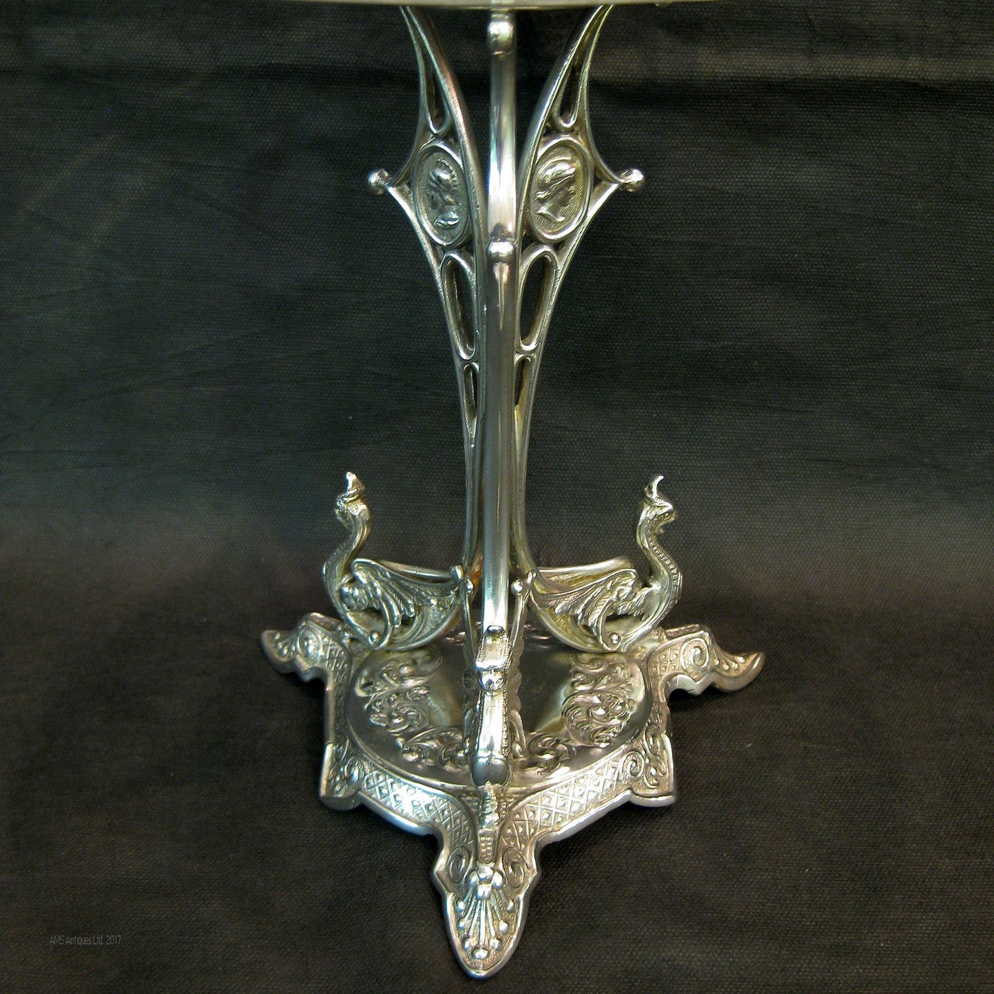 centrepiece/epergne with cut/etched glass.