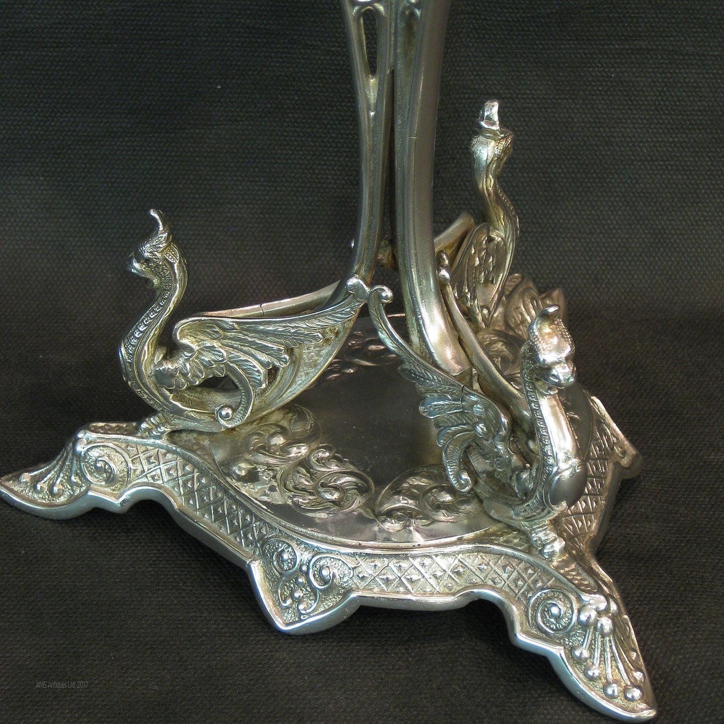 centrepiece/epergne with cut/etched glass.